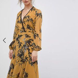 Hope & Ivy Long Sleeve Bird Print Maxi Dress